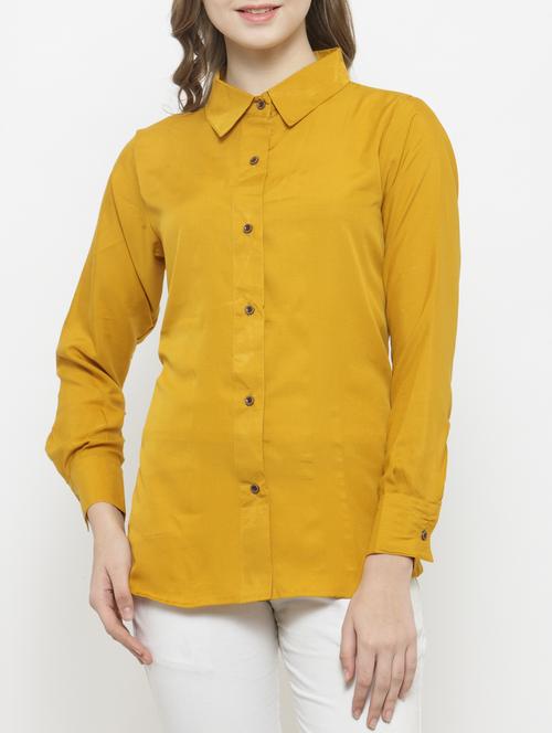 yellow poly crepe shirt - 14790500 -  Standard Image - 0
