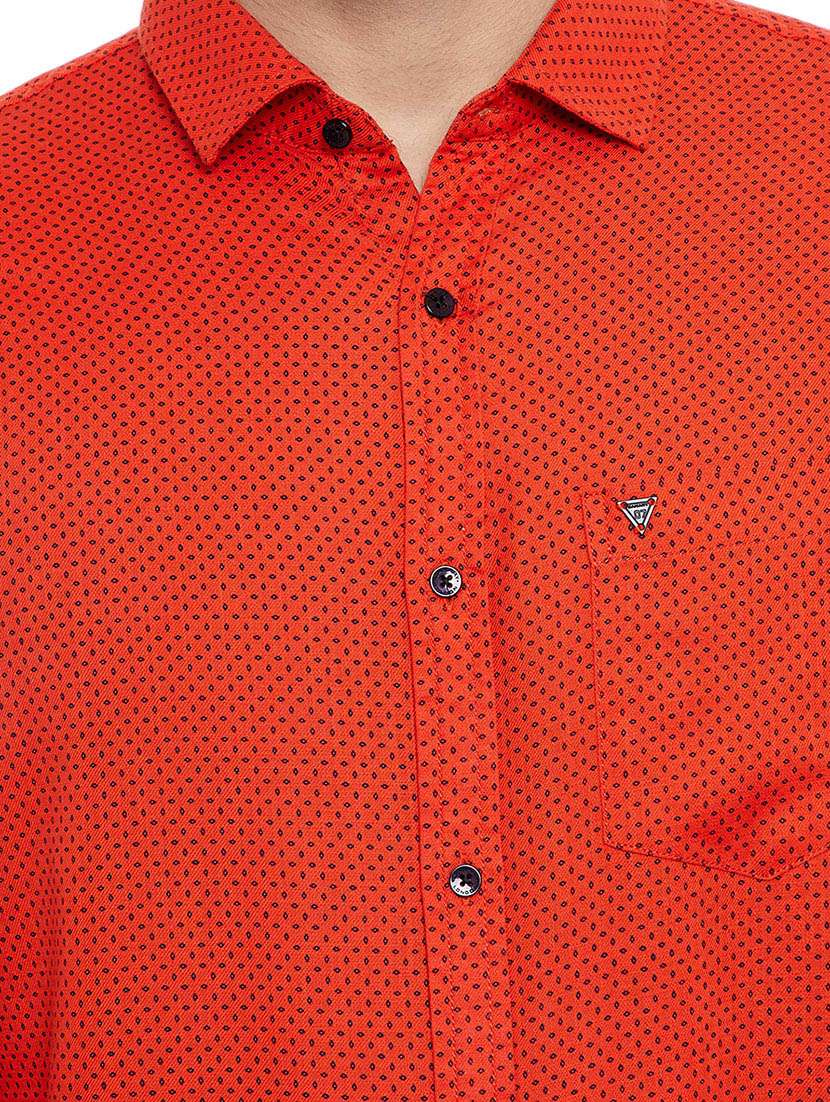orange cotton casual shirt - 14791389 - Standard Image - 3