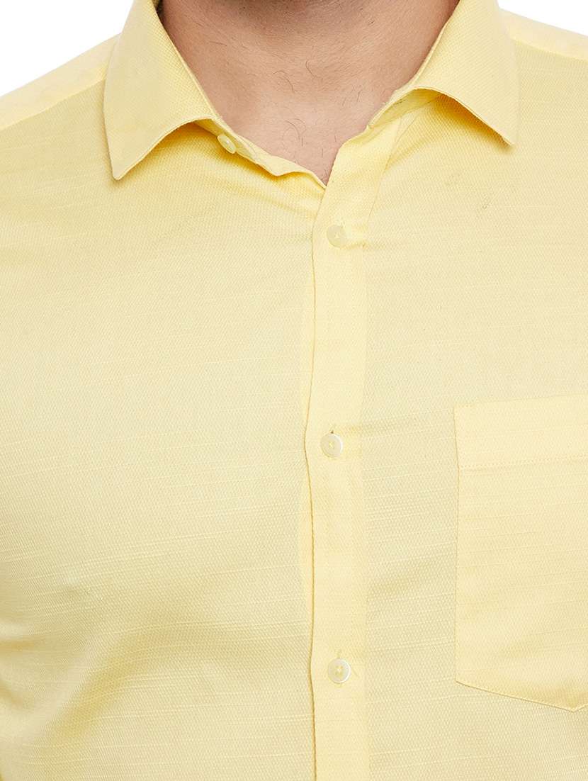yellow cotton blend formal shirt - 14791405 -  Standard Image - 3