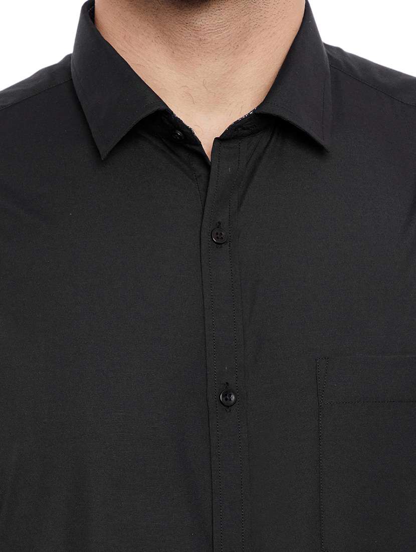 black cotton formal shirt - 14791415 - Standard Image - 3