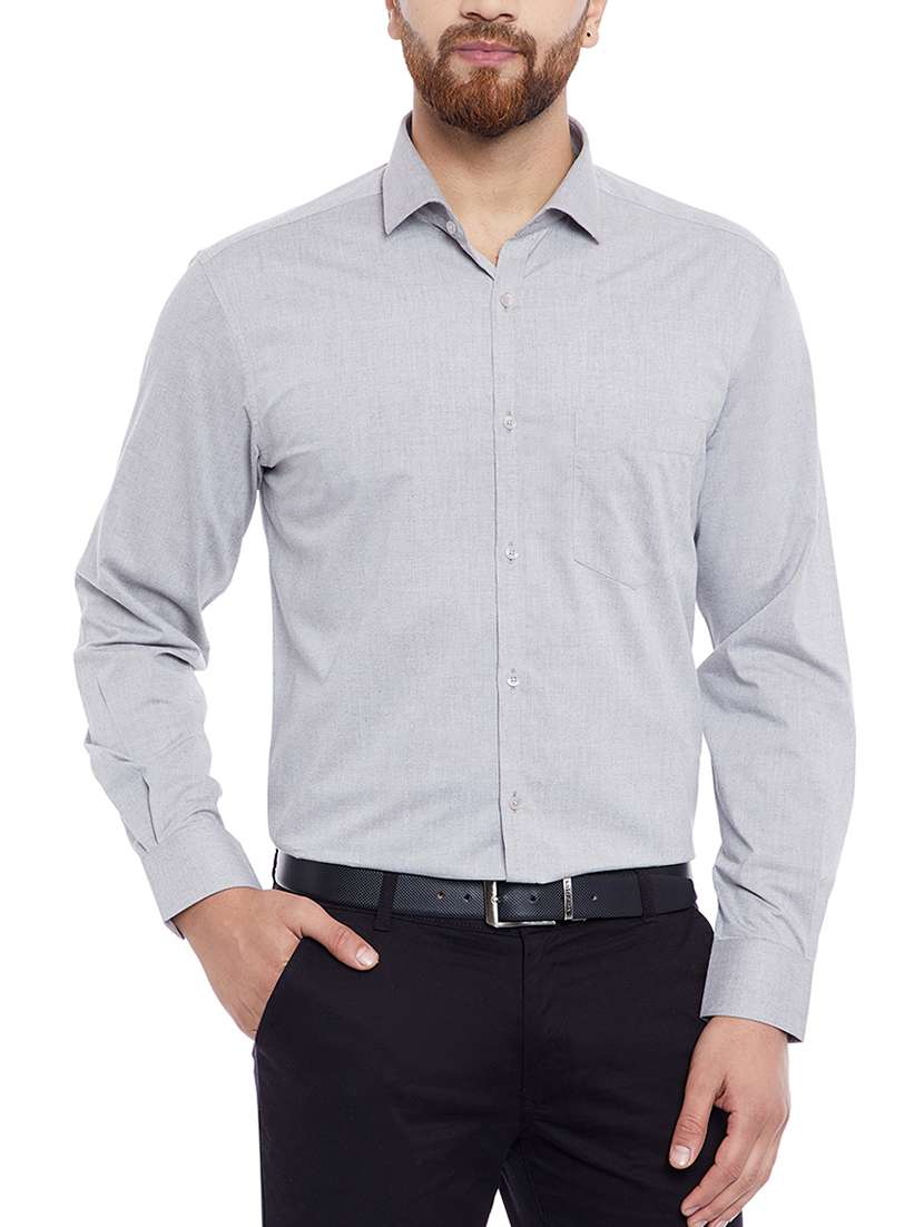 grey cotton blend formal shirt - 14791421 - Zoom Image - 0