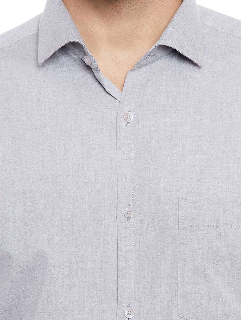 grey cotton blend formal shirt - 14791421 - Standard Image - 3