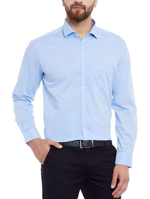 light blue cotton blend formal shirt - 14791424 - Standard Image - 0