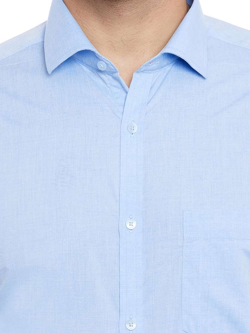 light blue cotton blend formal shirt - 14791424 - Standard Image - 3