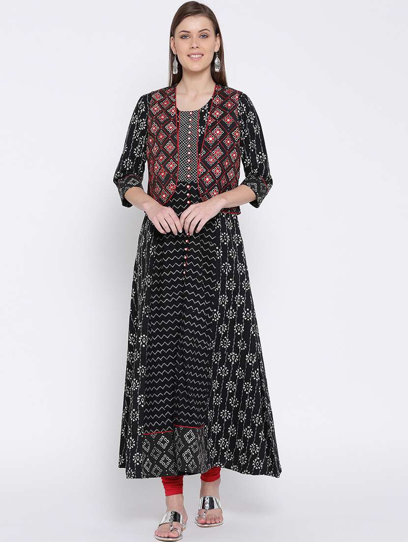 black cotton aline kurta