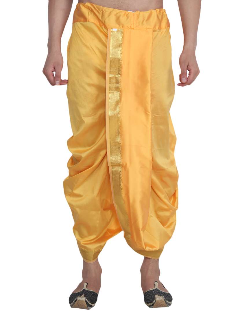 yellow silk blend dhoti