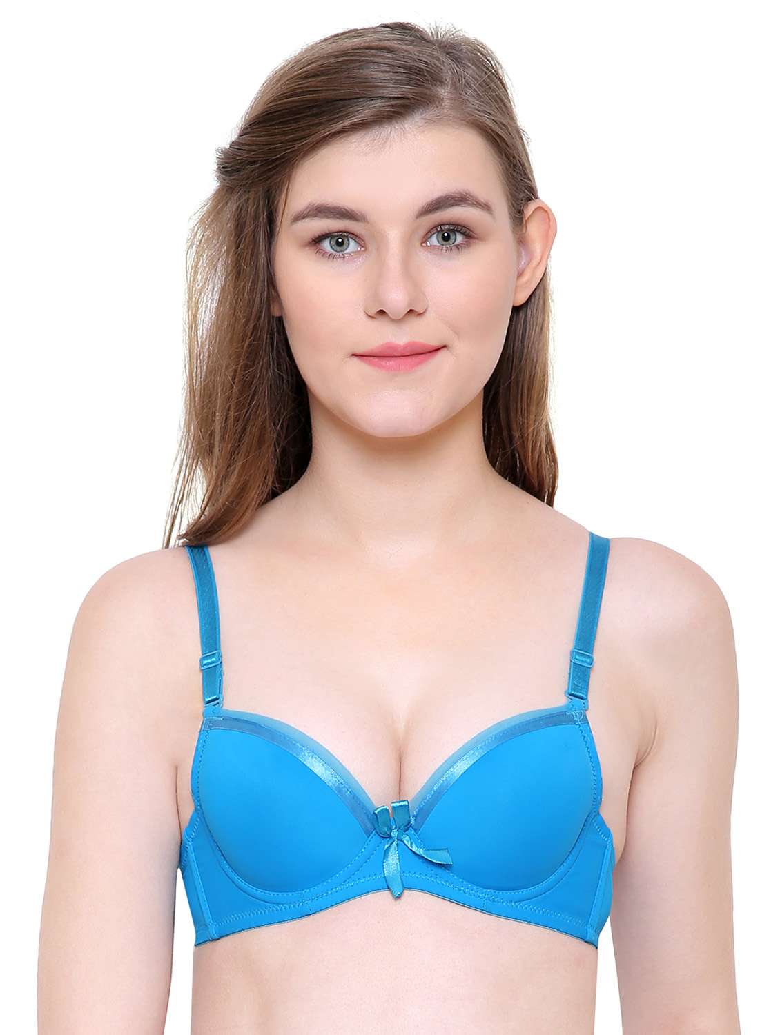 blue push up bra
