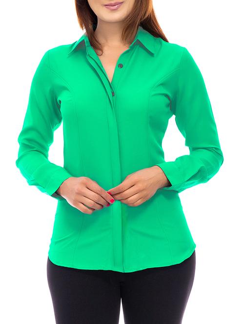 concealed placket solid shirt - 14800718 - Standard Image - 0