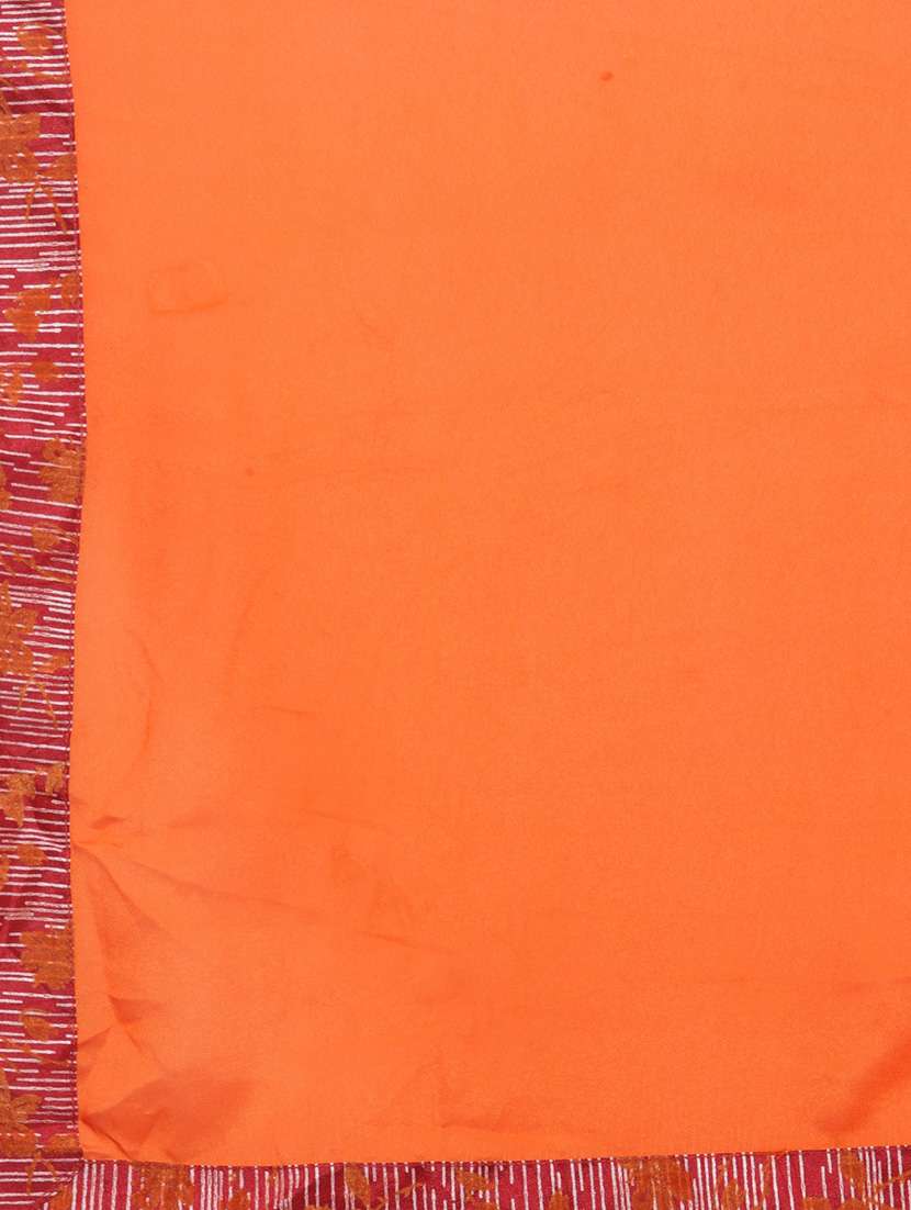 orange georgette printed saree with blouse - 14807036 - Standard Image - 3