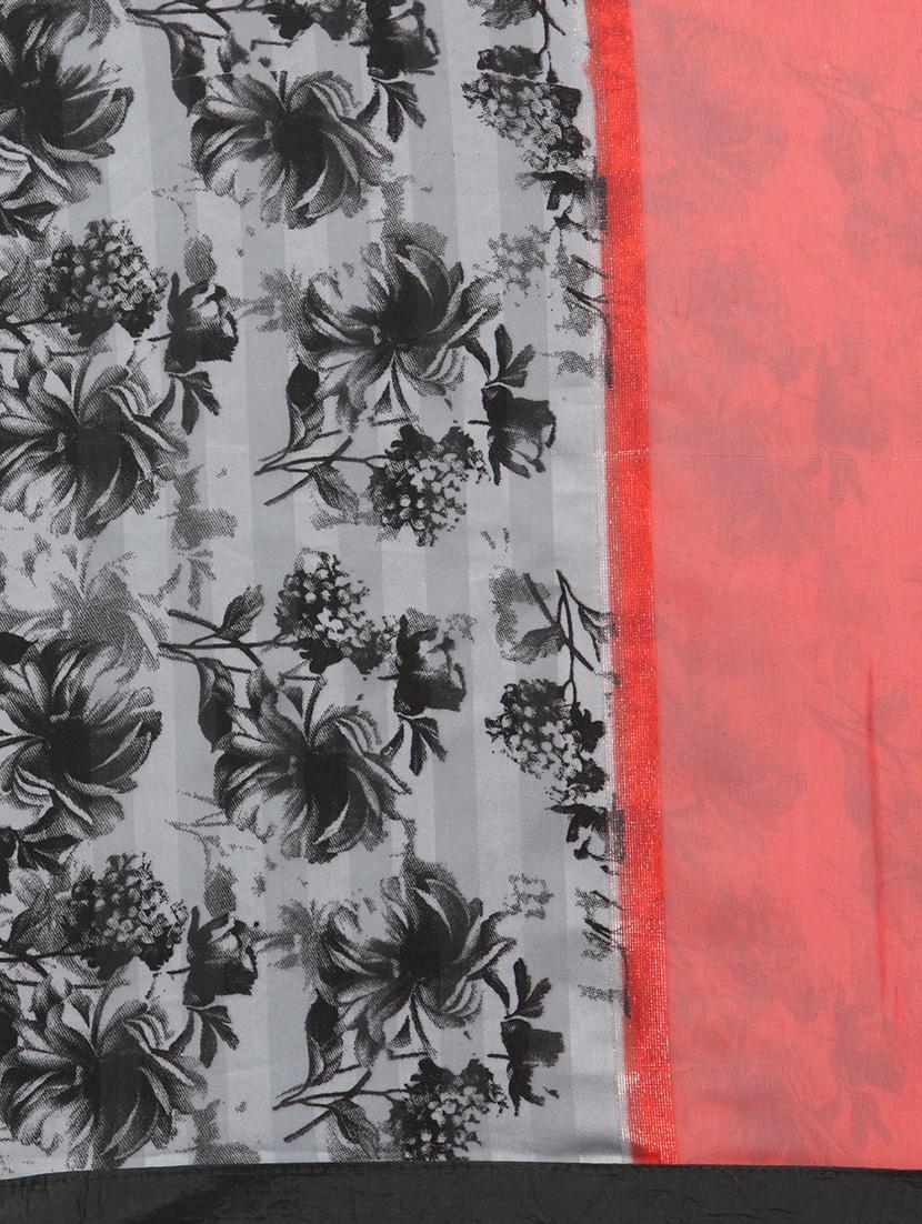 red silk printed saree with blouse - 14807110 - Standard Image - 3