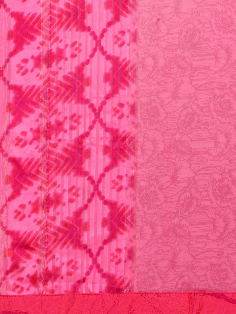 pink silk printed saree with blouse - 14807117 - Standard Image - 3