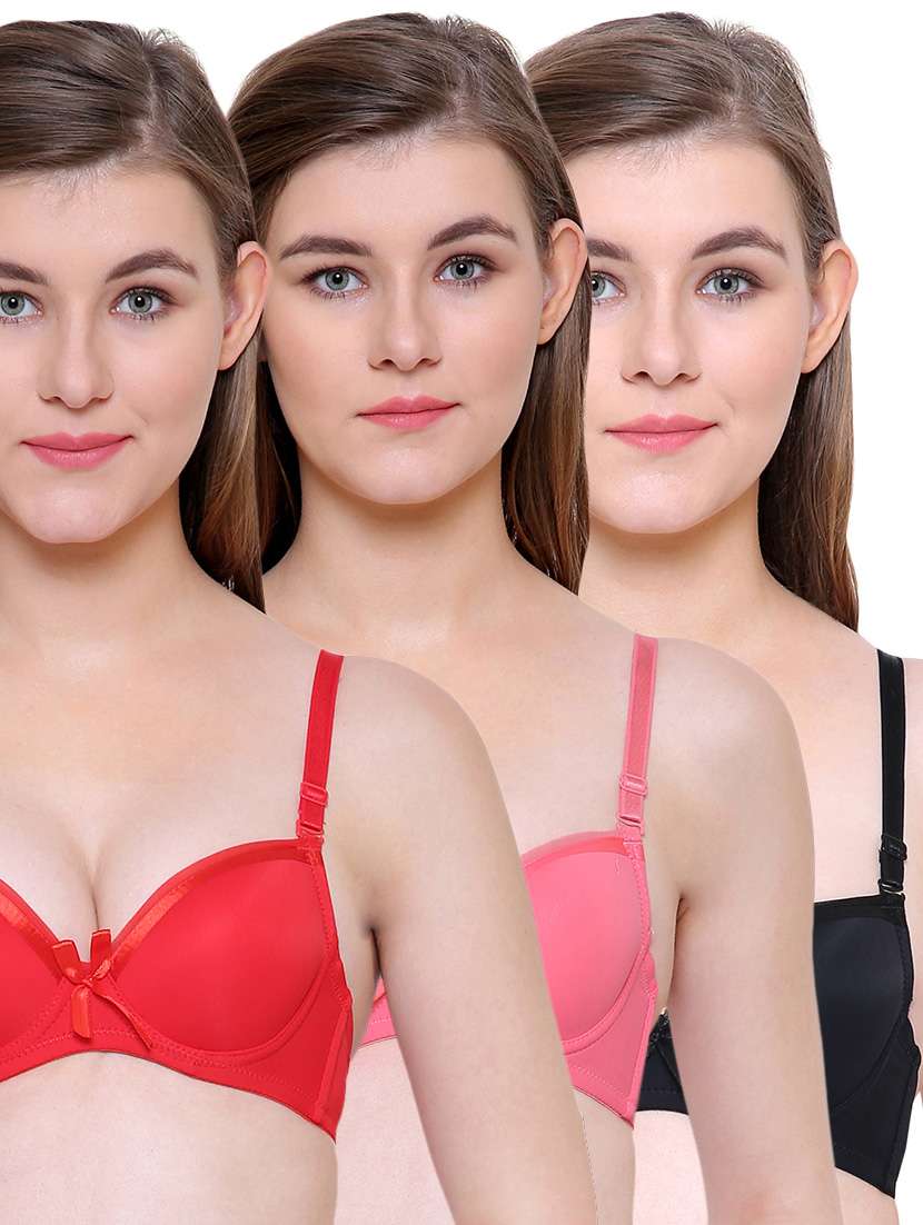 set of 3 multi colored push up bras