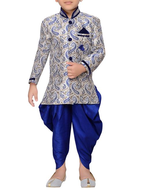 blue jute kurta set - 14808682 -  Standard Image - 0