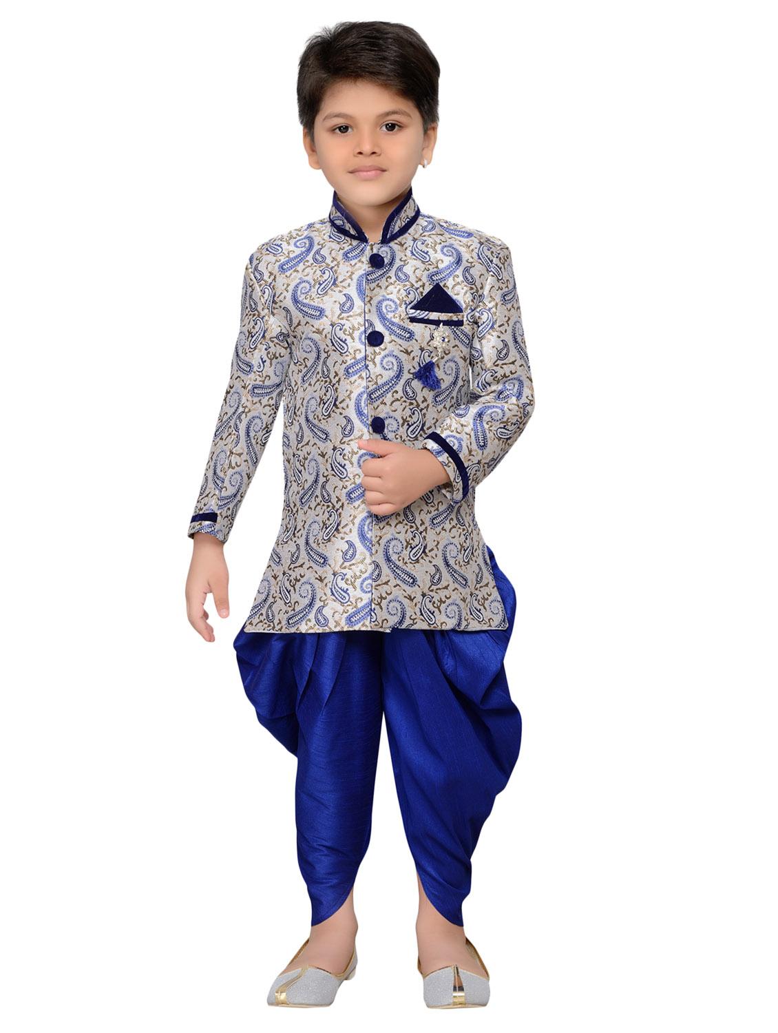 blue jute kurta set - 14808682 - Standard Image - 3