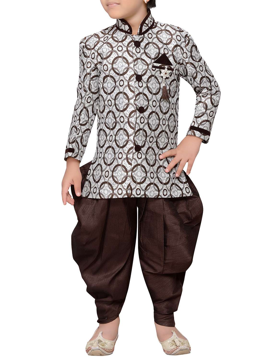 brown jute sherwani set