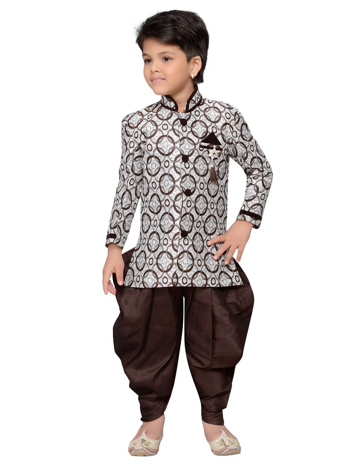 brown jute sherwani set - 14808685 - Standard Image - 3