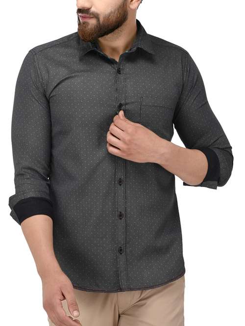 black cotton casual shirt - 14808782 - Standard Image - 0