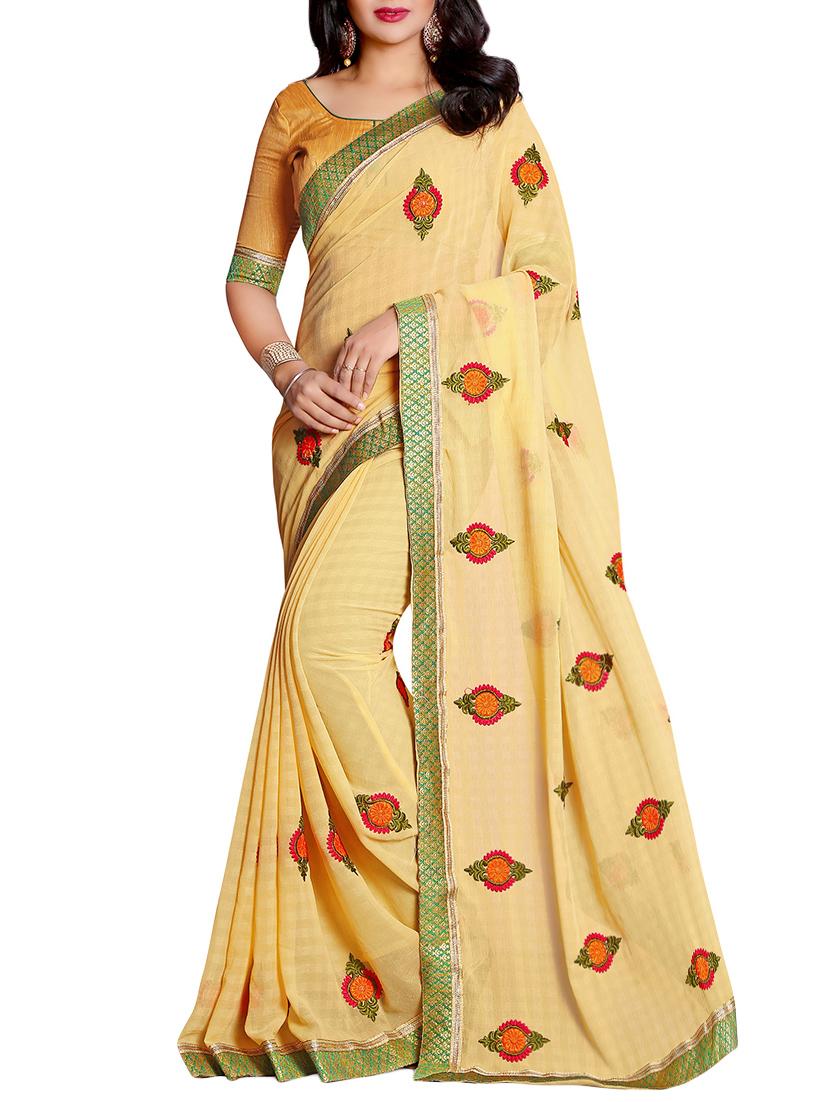 zari lace embroidered saree with blouse - 14809456 - Zoom Image - 0