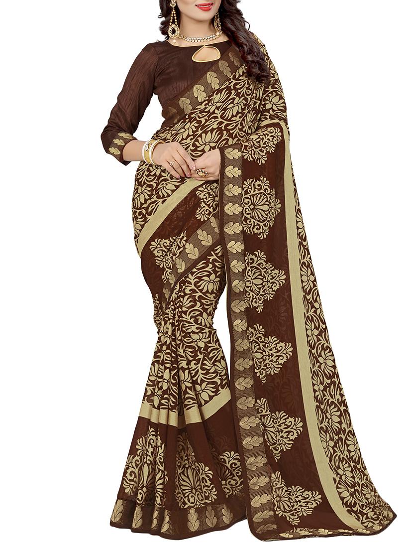 floral printed saree with blouse - 14809477 -  Zoom Image - 0