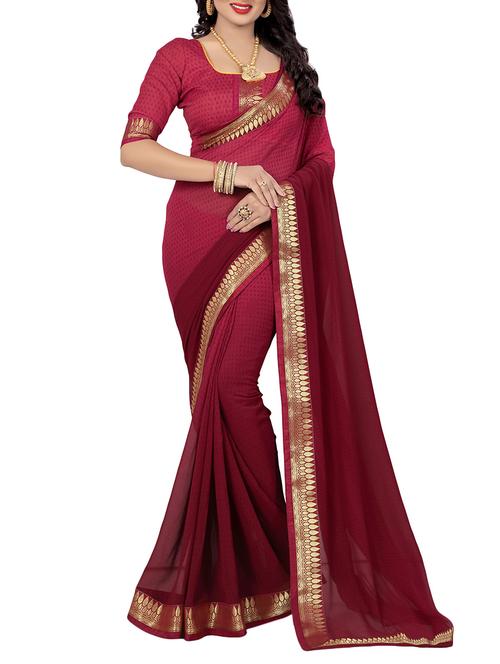 pink printed saree with blouse - 14809481 - Standard Image - 0