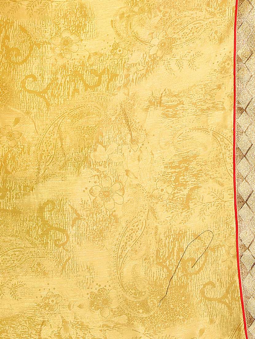 yellow printed saree with blouse - 14809513 - Standard Image - 3