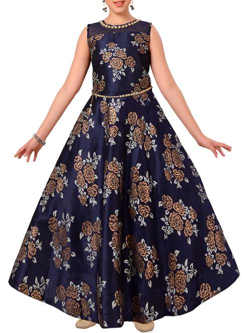 blue satin party gown - 14809941 - Standard Image - 0
