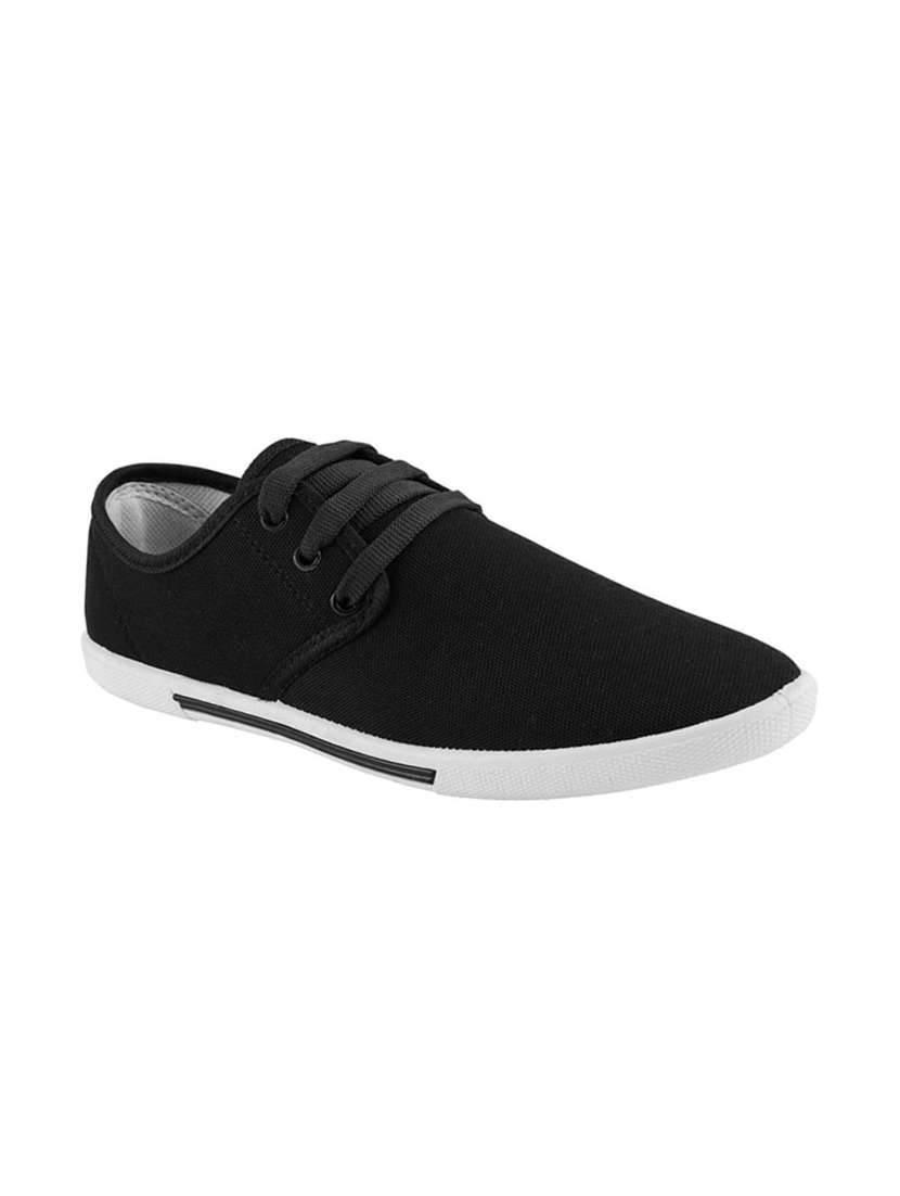 black canvas lace up sneaker