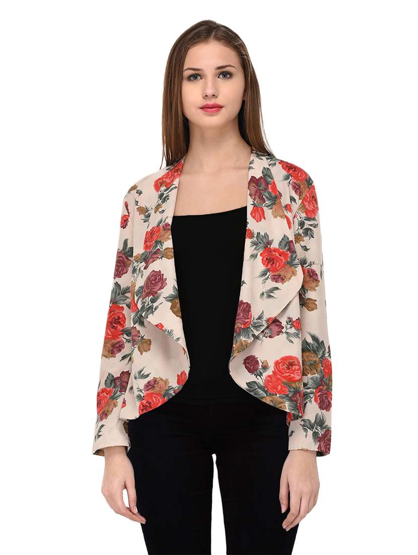 beige colored printed shrug