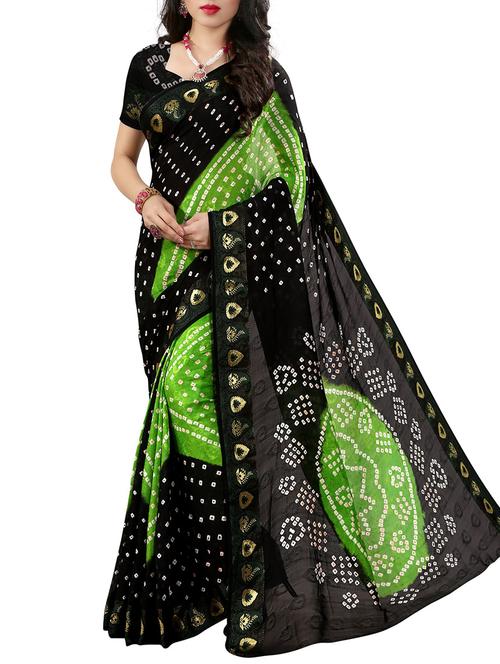 black art silk bandhani saree with blouse - 14812287 -  Standard Image - 0