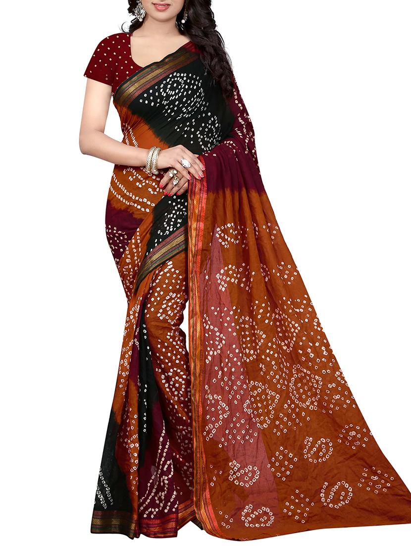 black art silk bandhani saree with blouse - 14812300 - Zoom Image - 0