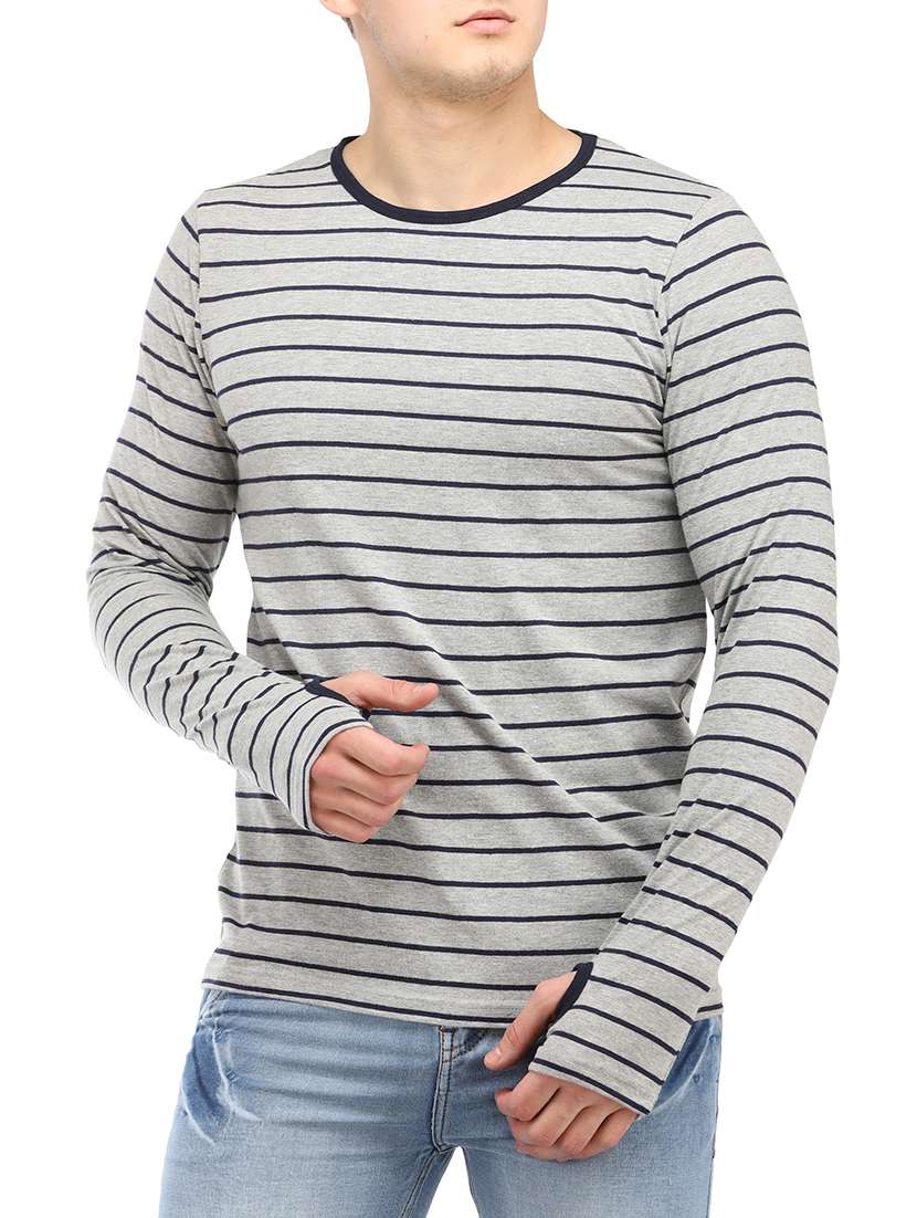 grey striped thumb hole t-shirt