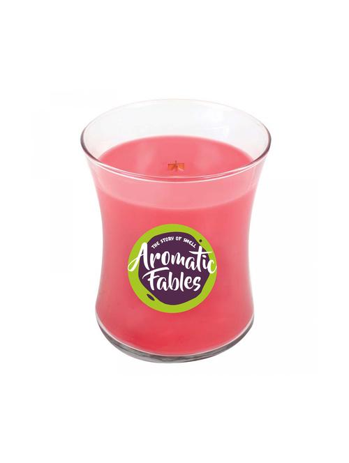 first row aromatic fables 10oz temple mogra fragrance soy wax pink color wood wick glass jar candle - 14815723 - Standard Image - 0