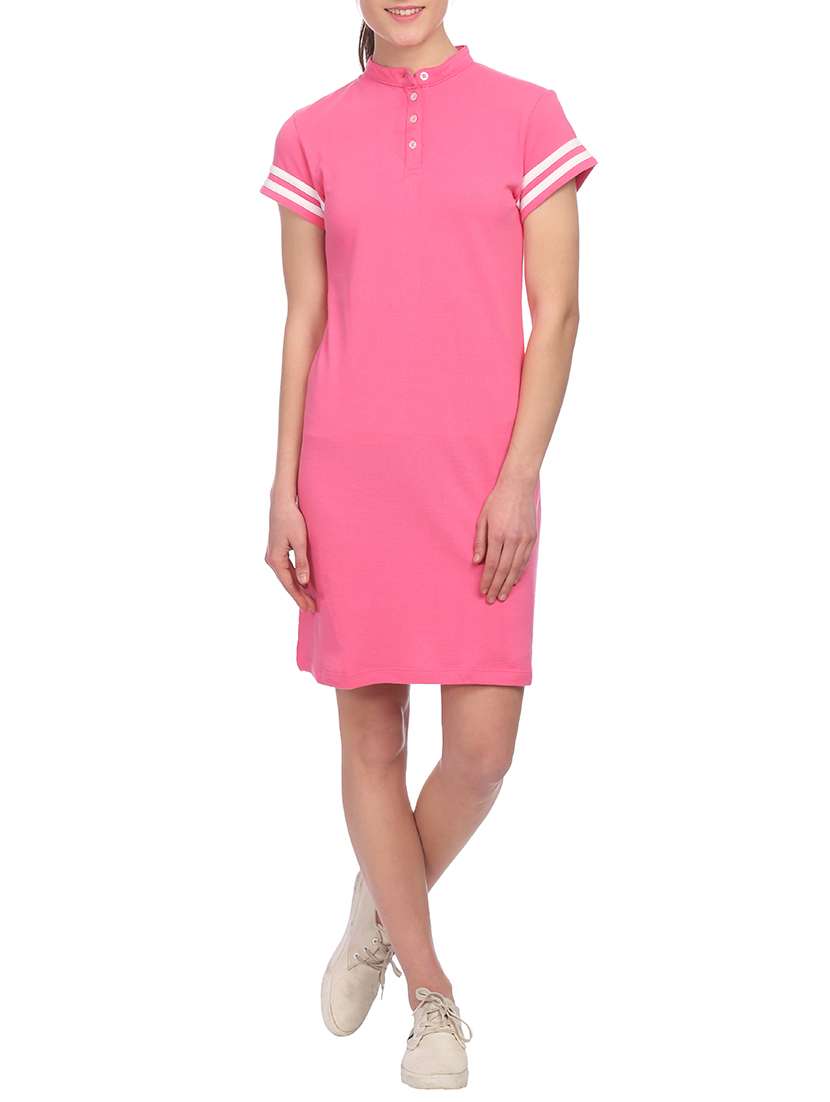 pink solid shift dress