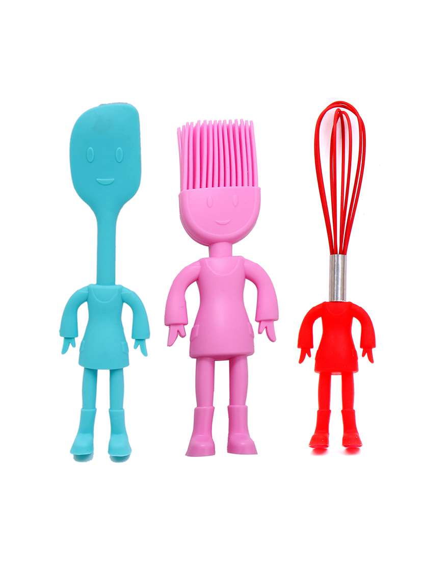 human cartoon shape spatula, whisker & basting brush