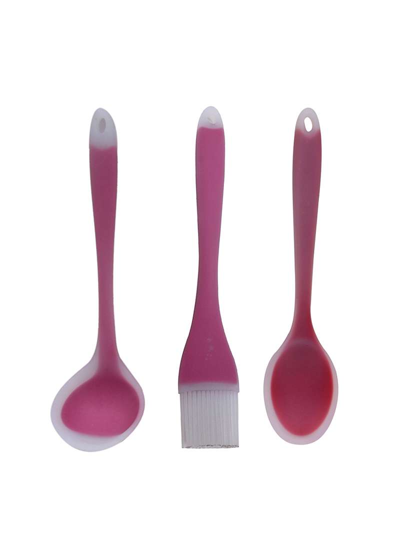 silicone made ladle & brush in pink shade