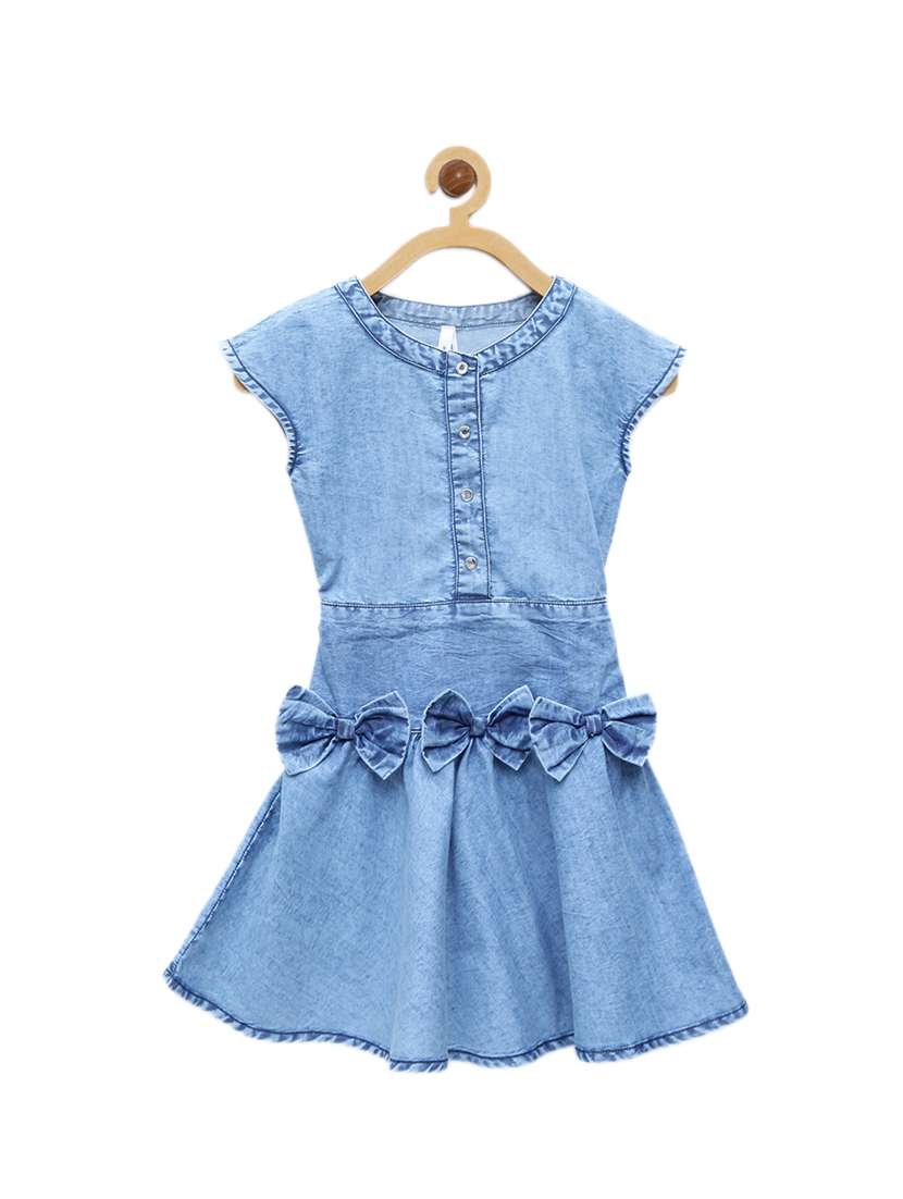 girls round neck cap sleeve frock