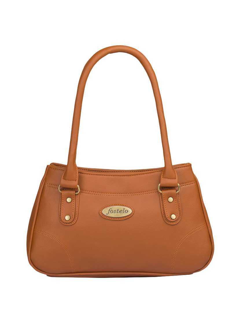 tan leatherette  regular handbag