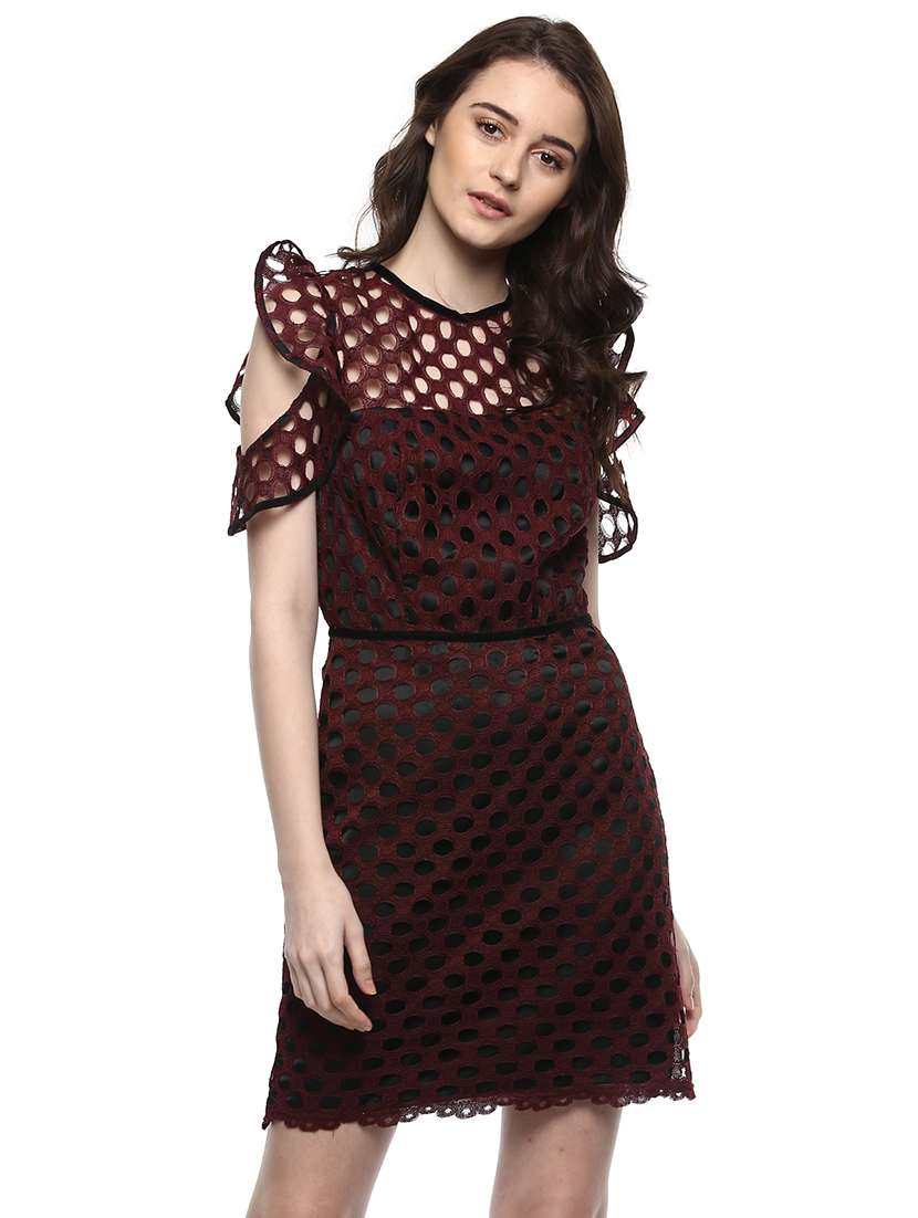 maroon sheath dress