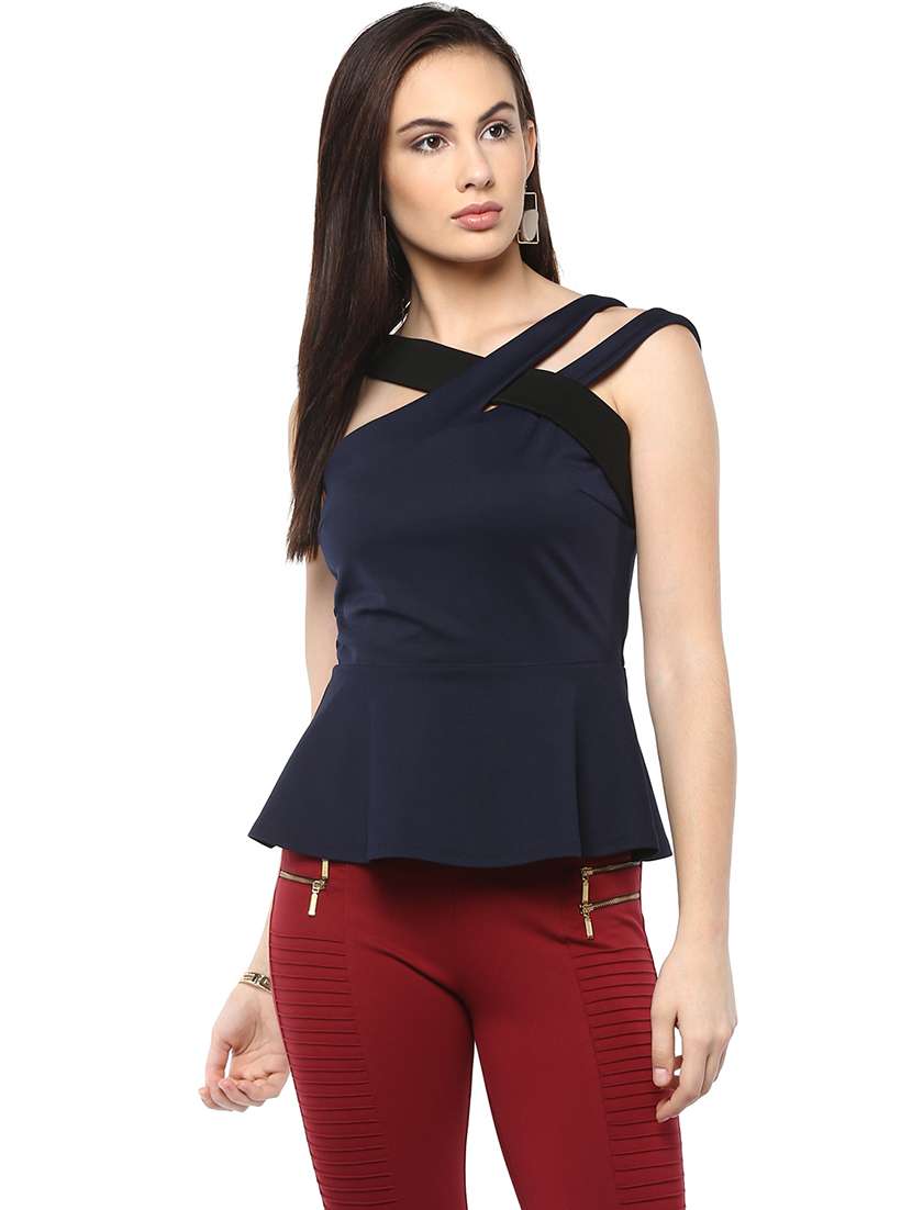 navy blue peplum top