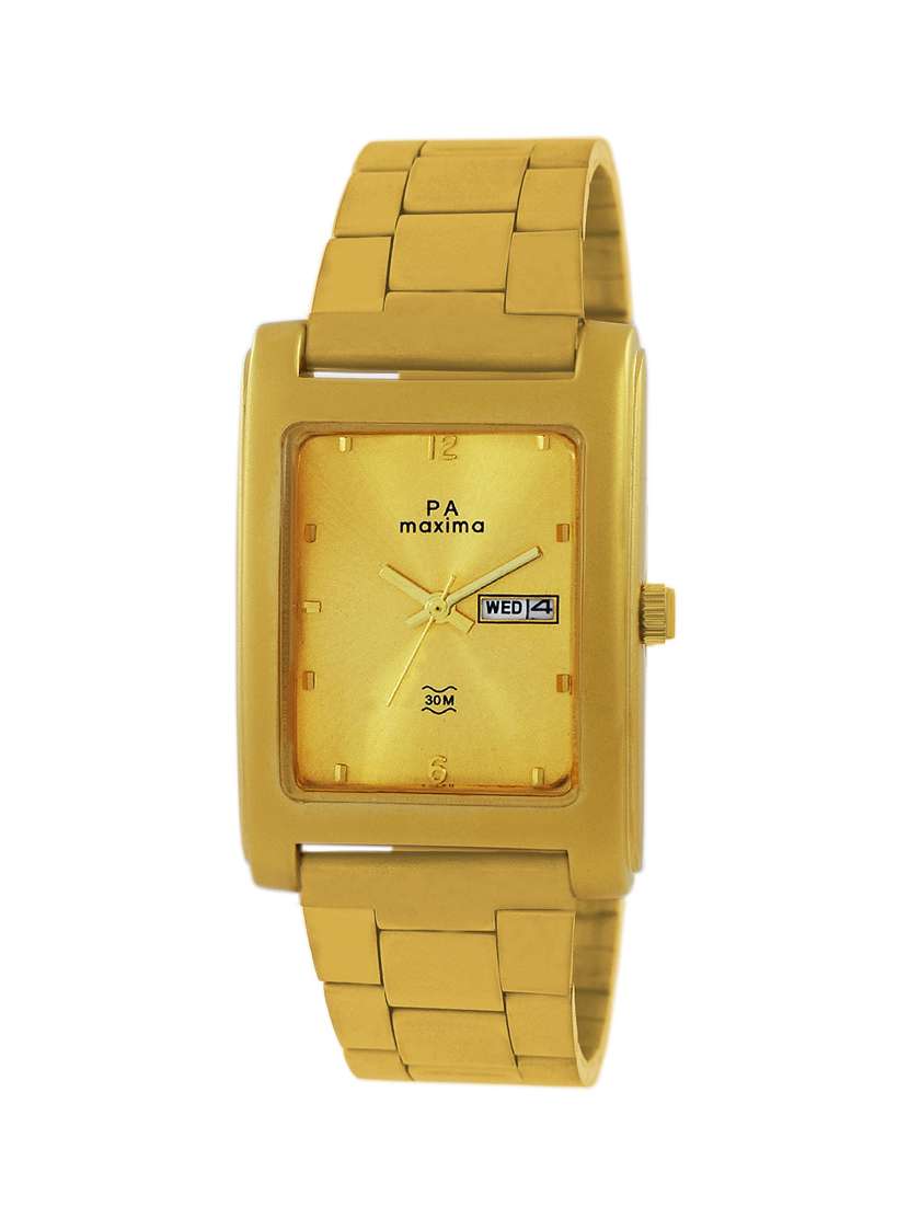 maxima gold dial analog watch for men - 43360cmgy