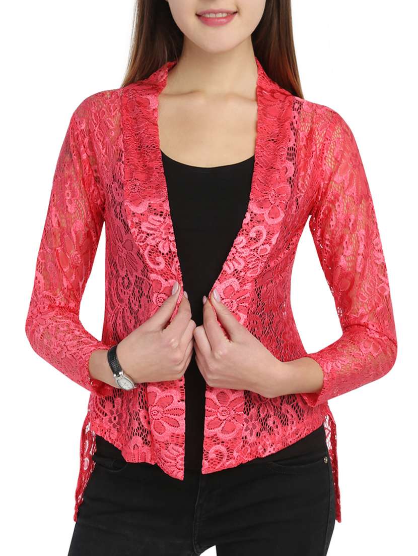 Buy online Red Net Shrug from Capes & Shrugs for Women by Sweekash for