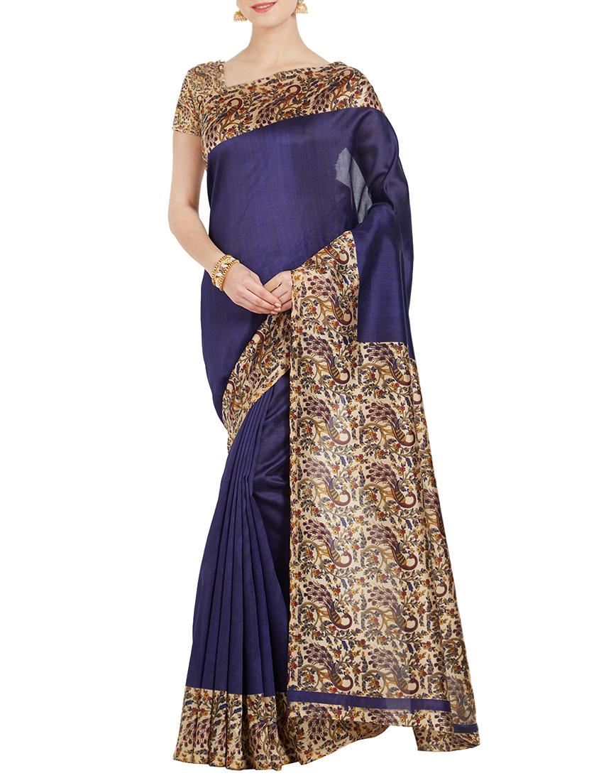 conversational bordered saree with blouse - 14853595 - Zoom Image - 0