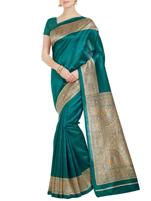 contrast bordered saree with blouse - 14853600 -  Standard Image - 0