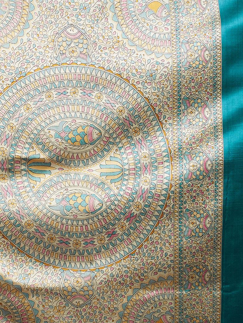 contrast bordered saree with blouse - 14853600 - Standard Image - 3