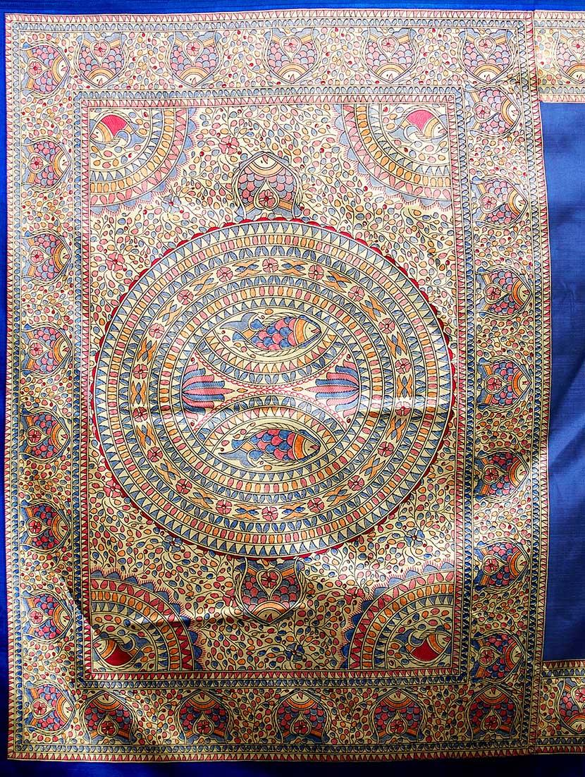 blue art silk printed saree with blouse - 14853601 - Standard Image - 3