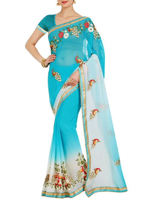 conversational embroidered saree with blouse - 14853611 - Standard Image - 0
