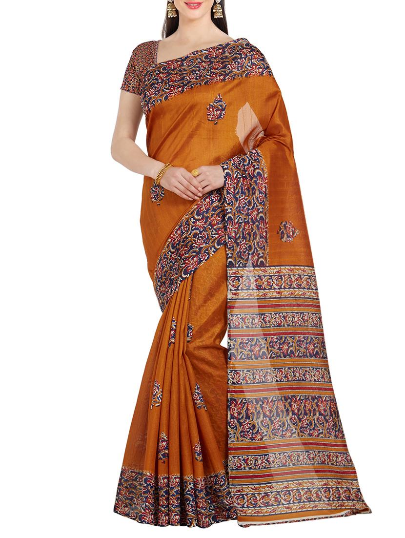yellow raw silk bhagalpuri saree with blouse - 14853626 - Zoom Image - 0