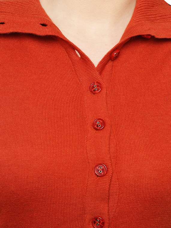 orange woolen cardigan - 14855435 - Standard Image - 3