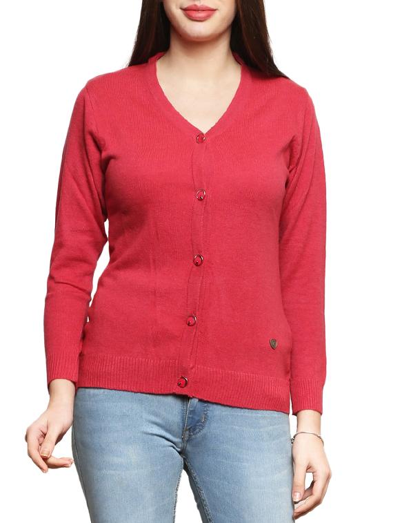 v neck self design solid cardigan - 14855439 -  Zoom Image - 0