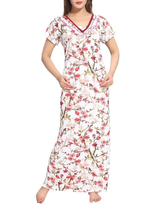 white printed nightwear gown - 14860586 - Standard Image - 0